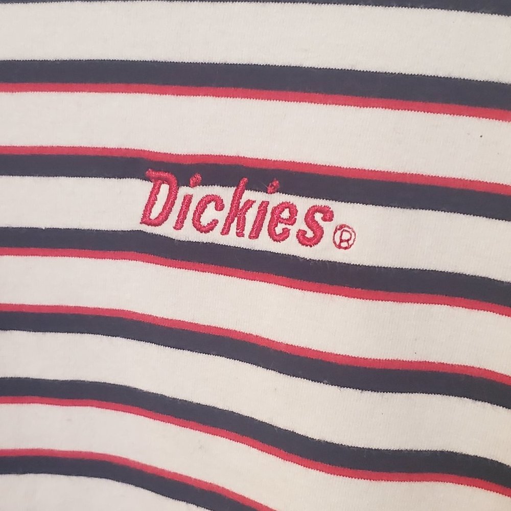 Dickies Women's Cropped Striped Tee Shirt Red, White, & Blue PLUS Size 1X - Picture 5 of 13